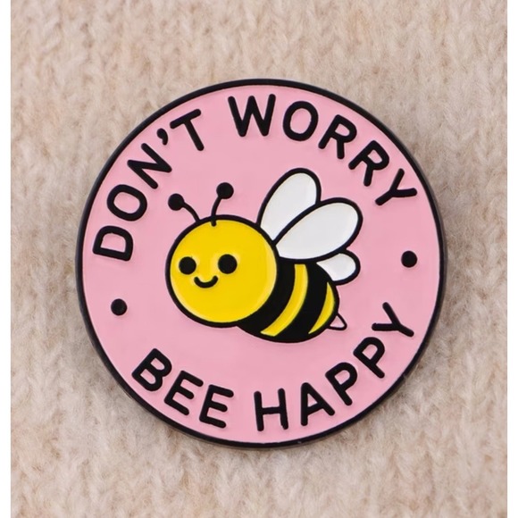 Unbranded Jewelry - Don't Worry Bee Happy Enamel Pin Pink Bumblebee Lapel Pin